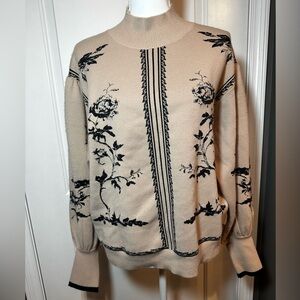 Gorgeous Jason Wu Sweater with Puffy Balloon Sleeves , Roses , Floral , Soft , L